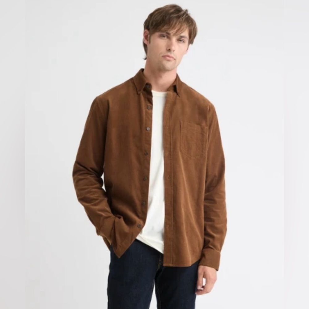Point Zero long-sleeved Suede-look button-down shirt